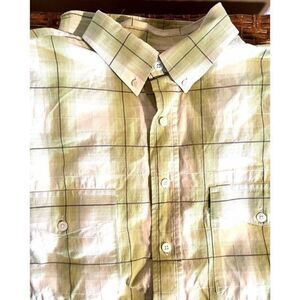 Panhandle Slim Western Mens XL Button Up Rodeo Shirt Green Plaid Cotton